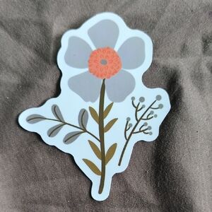 Floral Design Sticker with Gray and Orange Accents